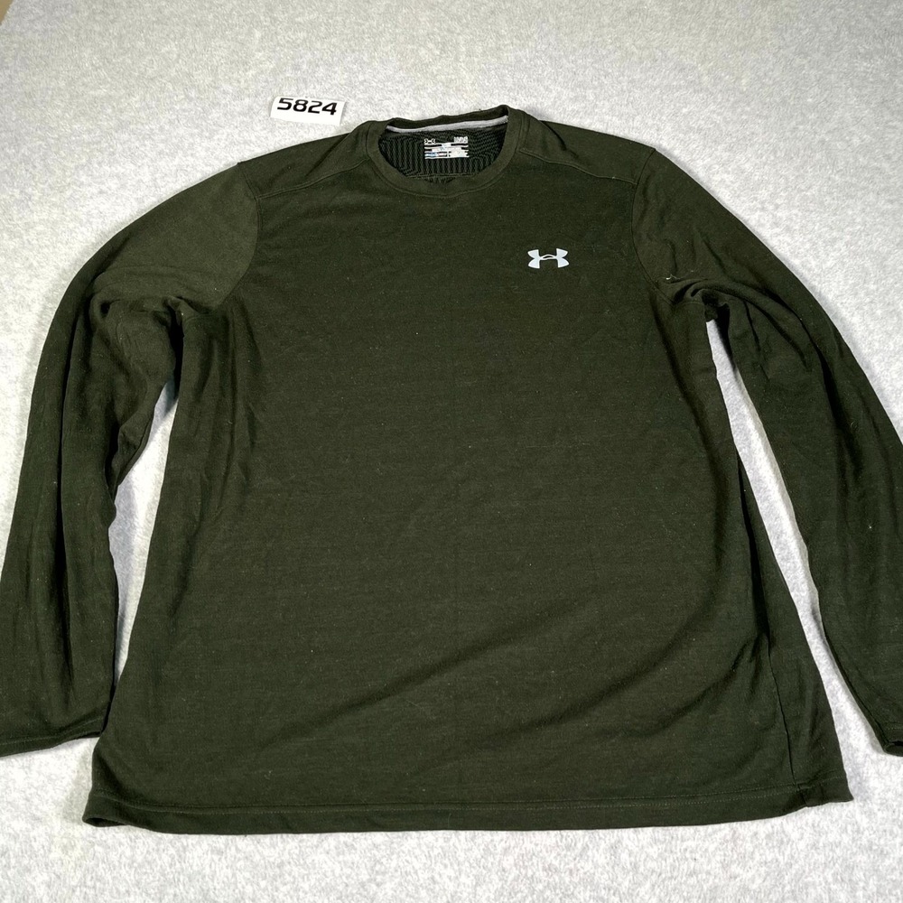 Under Armour Coldgear Shirt Mens Large Green Loose Logo Long Sleeve Pullover